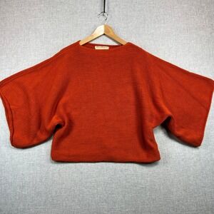 Vintage Norm Thompson Women XL Orange Chunky Cotton Sweater Wide Sleeve Y2K Boho